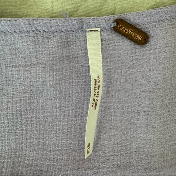 Free People Lolita Top Lavender‎ Purple Sheer Long Sleeve Ruffle Smocked Medium - Picture 4 of 11